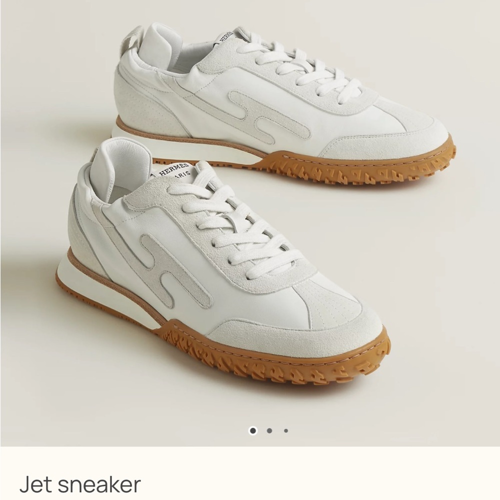 Hermes White and Tan Sneakers